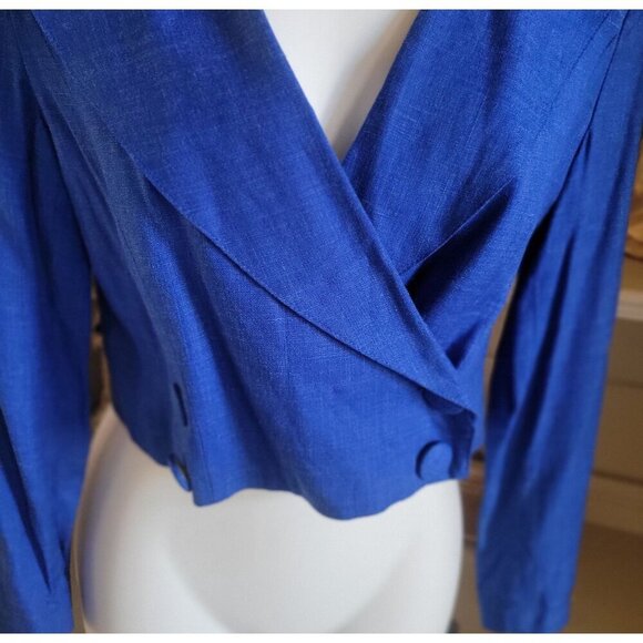 Vintage Laura Biagiotti Junior Royal Blue Cropped Blazer Size XXL - Picture 5 of 9
